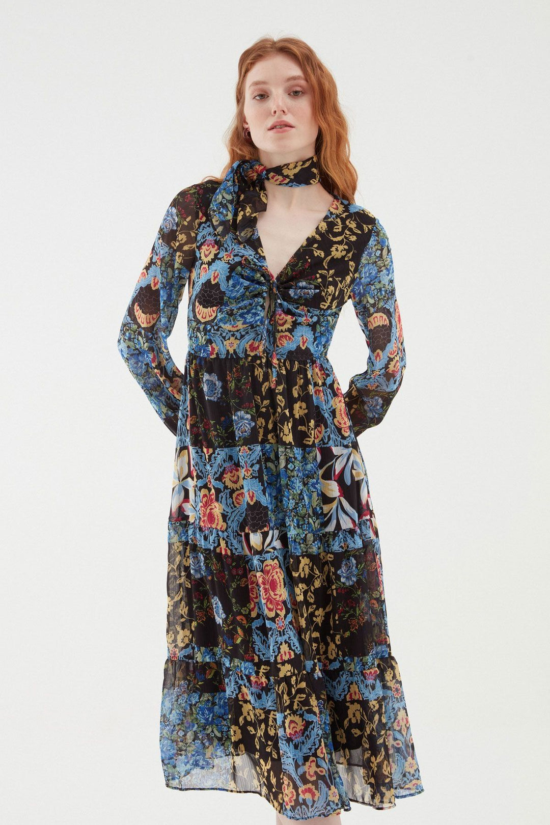 Drop Decollete Bandana Dress Blue