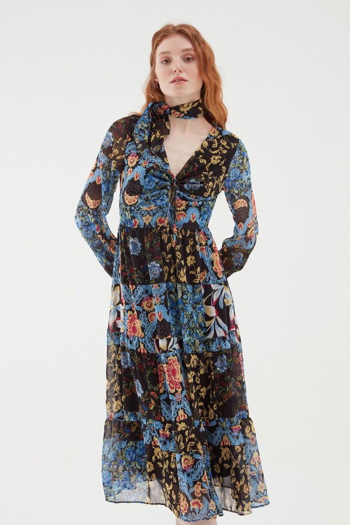 Drop Decollete Bandana Dress Blue