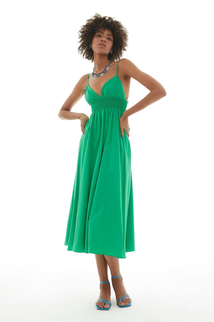 Long Dress With Waist Gippe Green