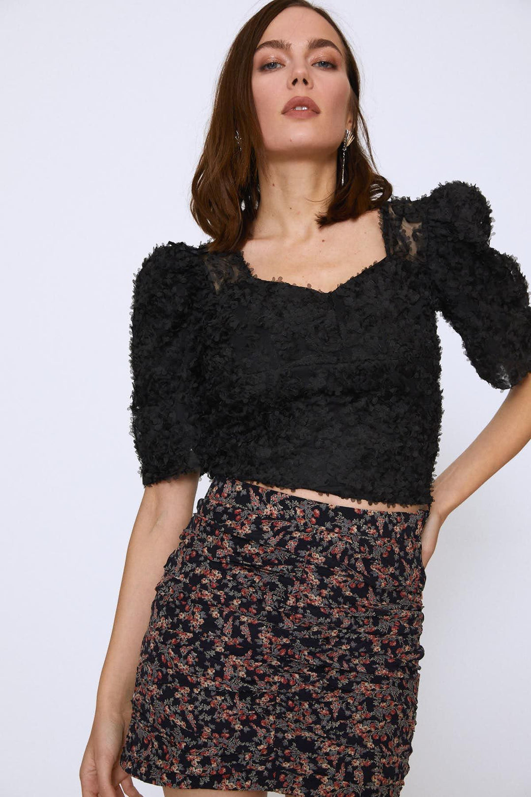 Watermelon Sleeve Lace Blouse Black
