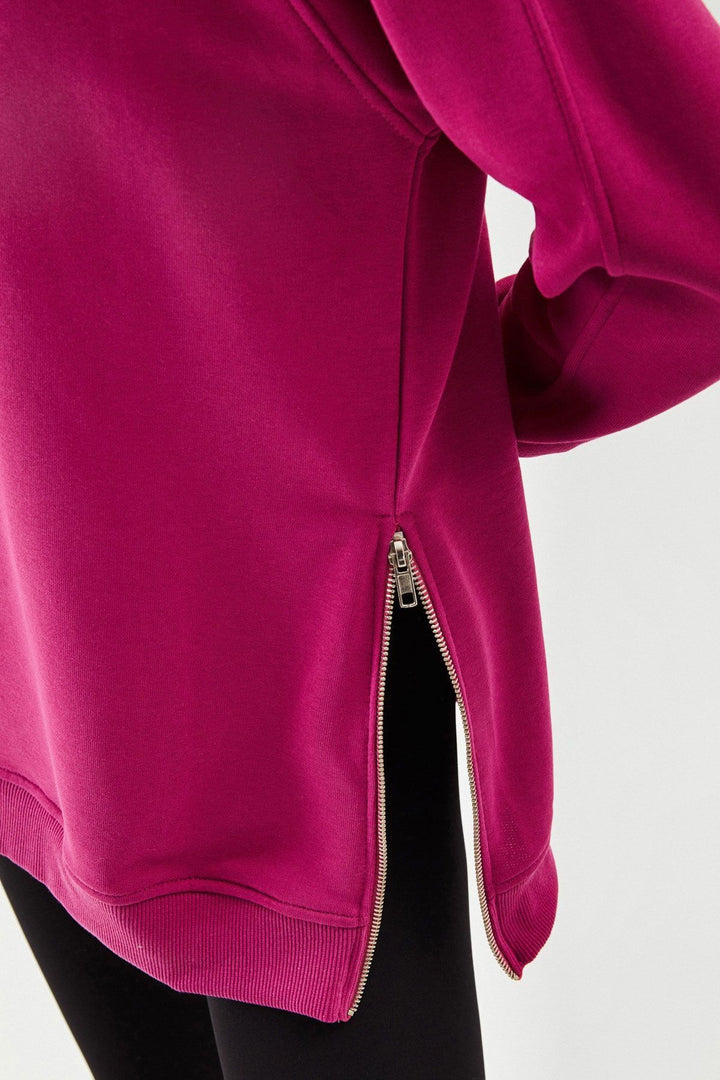 Zippered Oversize Sweatshirt Orchid