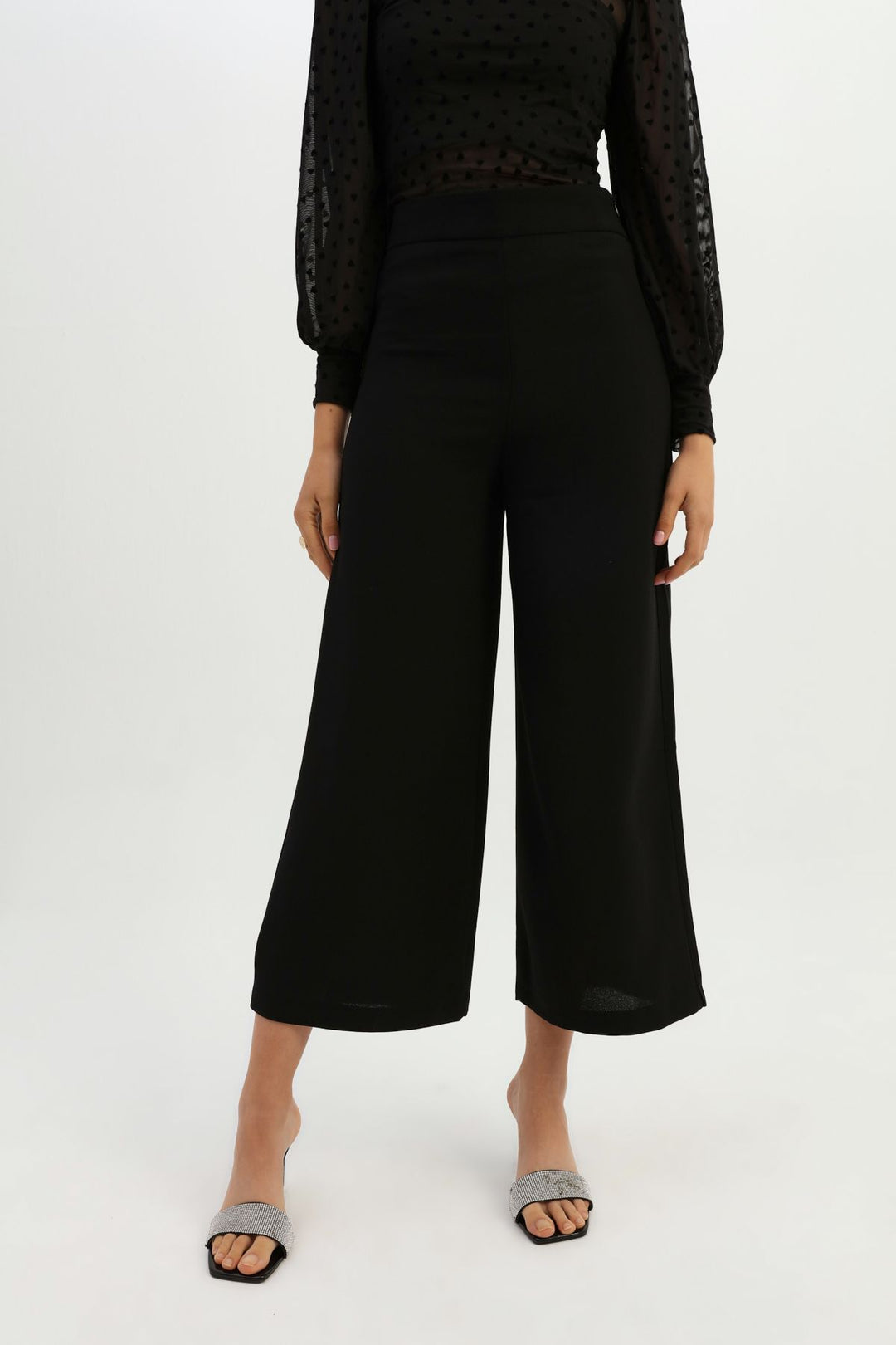 High Waist Wide Leg Trousers Black