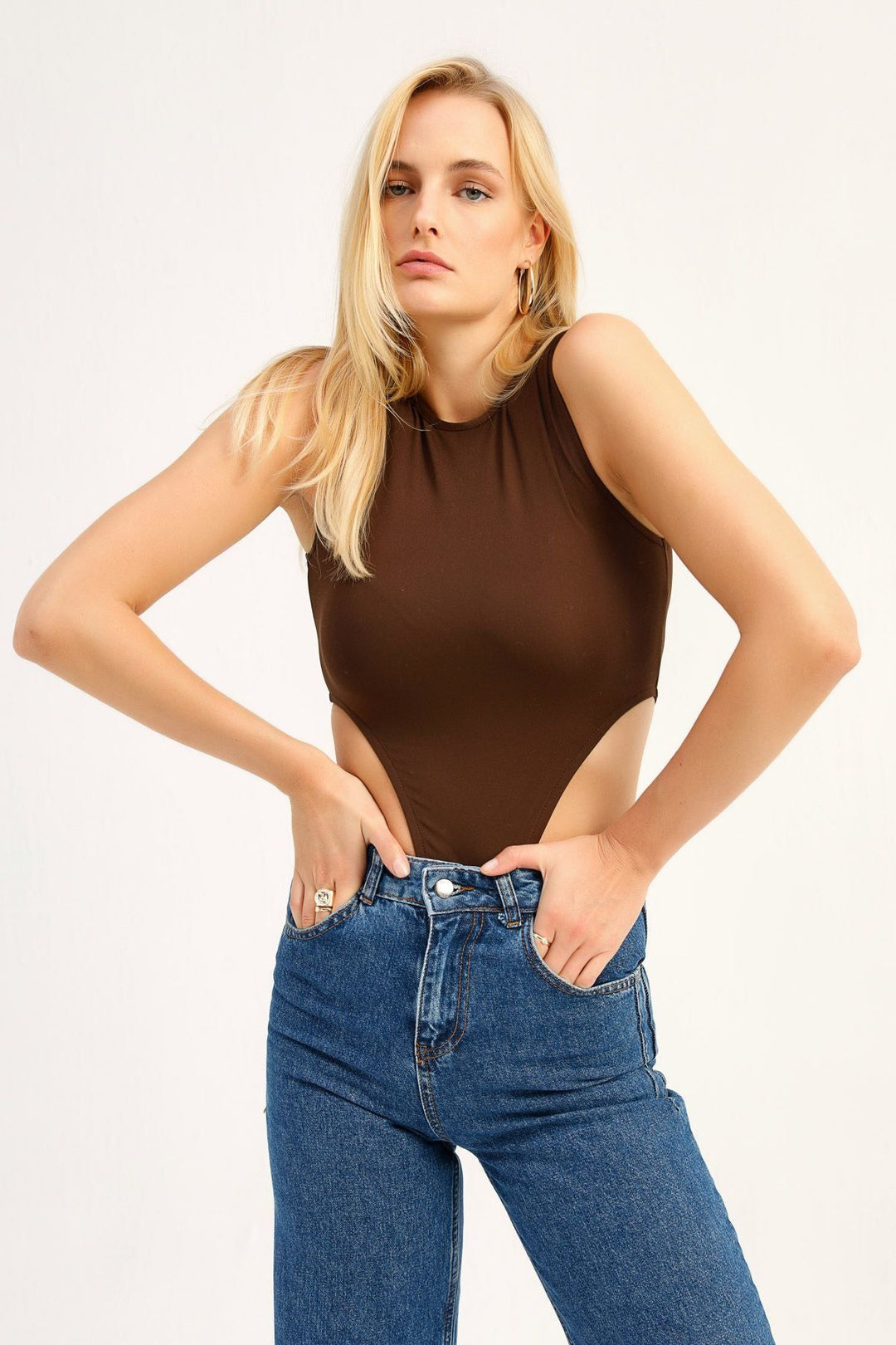 Sleeveless Bodysuit Dark Brown