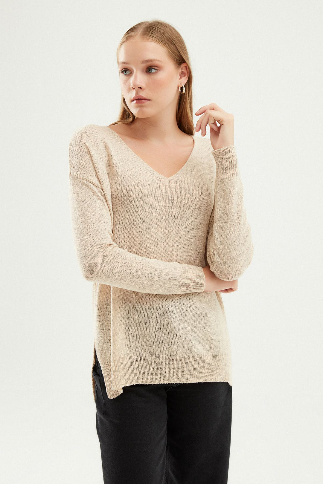 V Neck Knitwear Stone