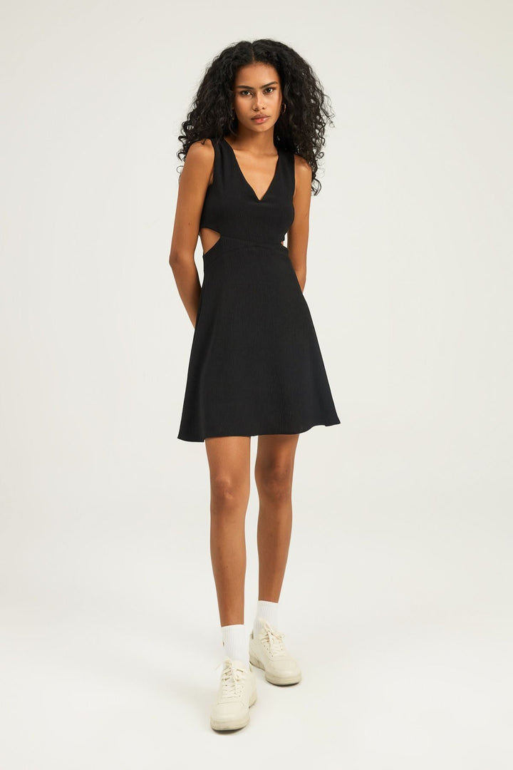Cut Out Mini Dress Black