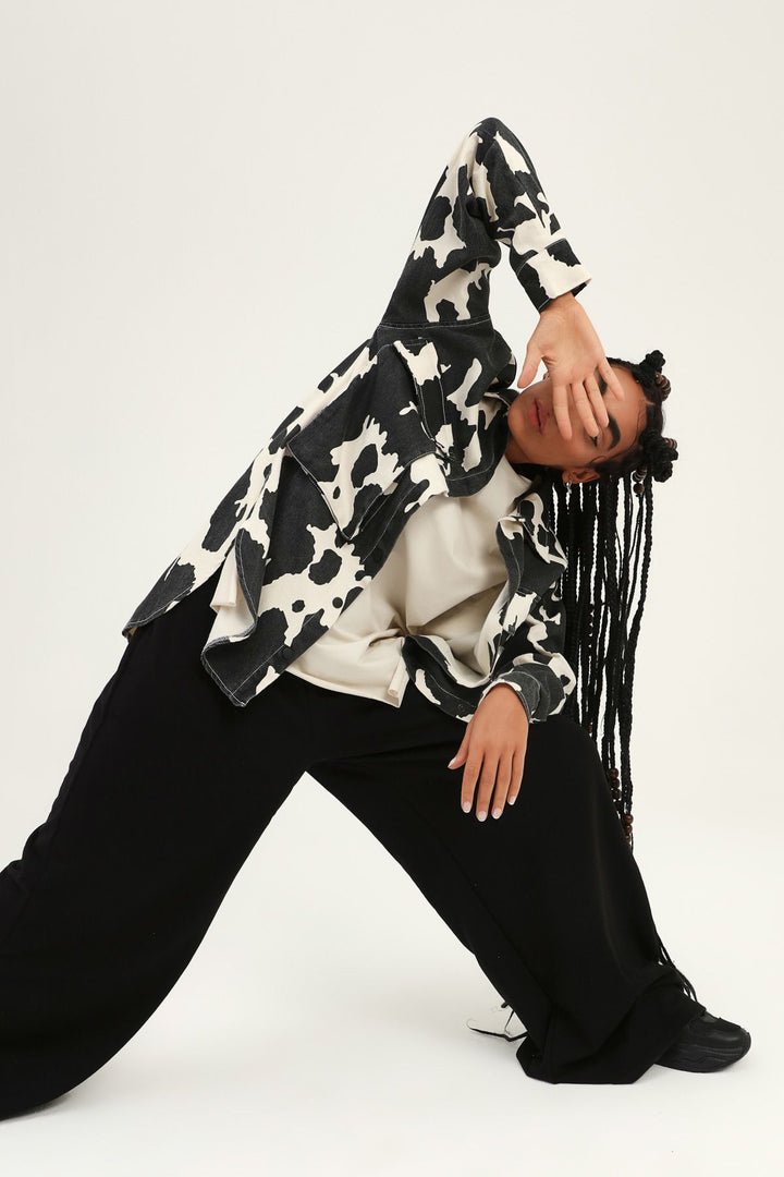 Patterned Gabardine Shirt Black