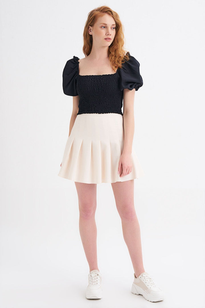 Balon Kol Gipeli Bluz Siyah