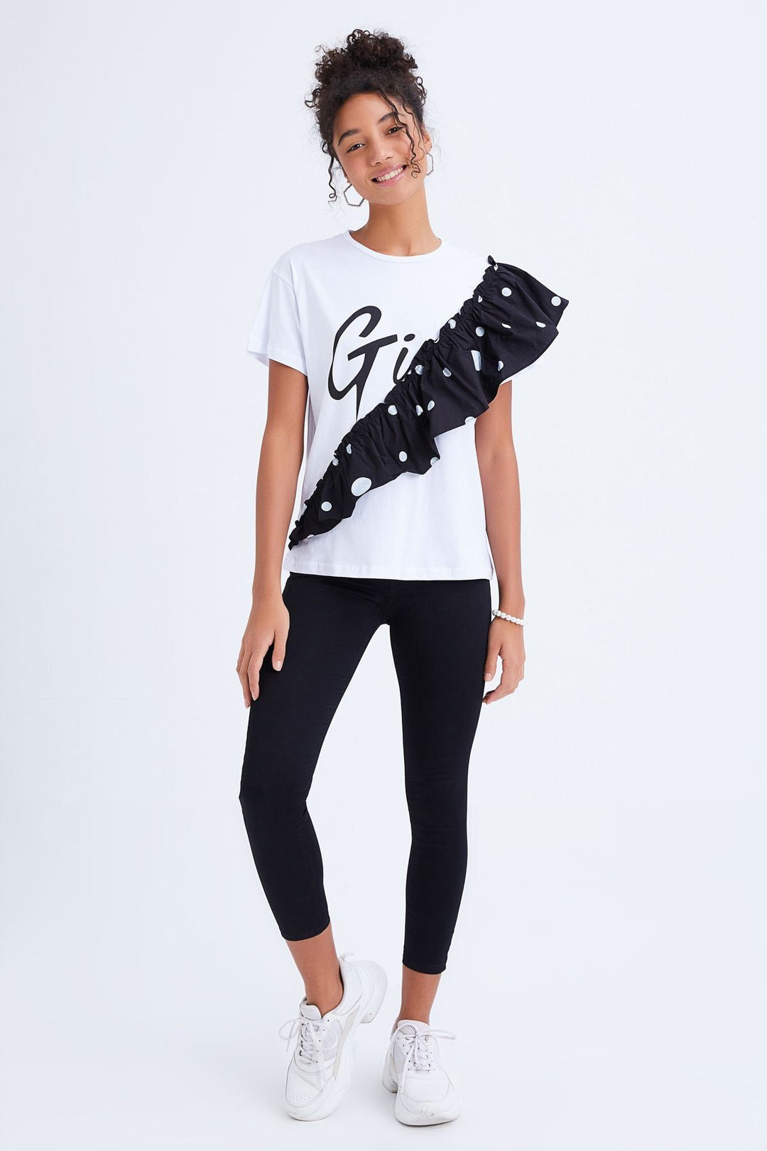 Fırfırlı Tişört Siyah