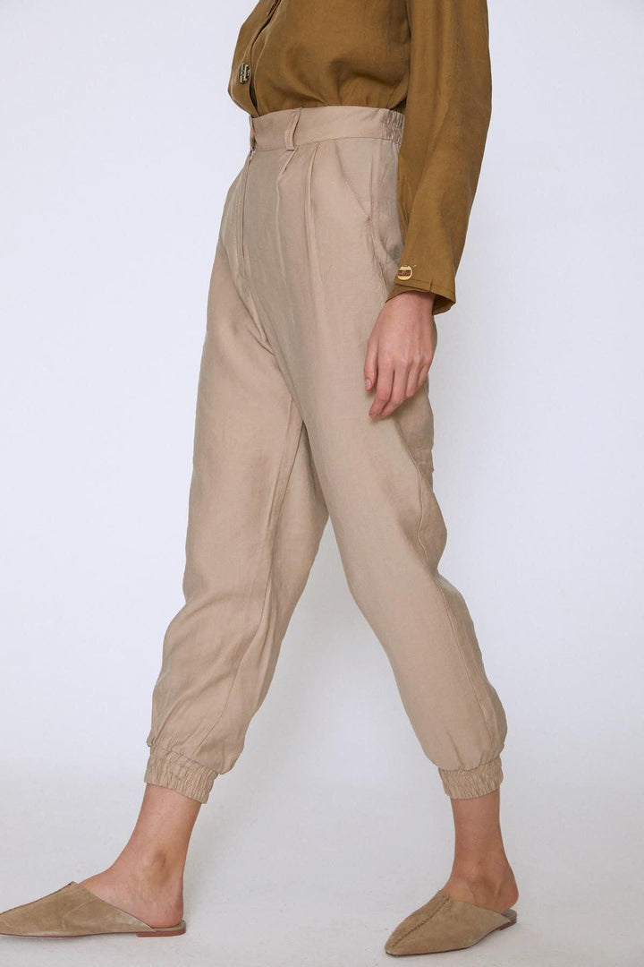 Paçası Lastikli Jogger Pantolon Taş