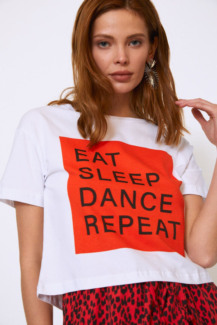 Text Printed T-Shirt White