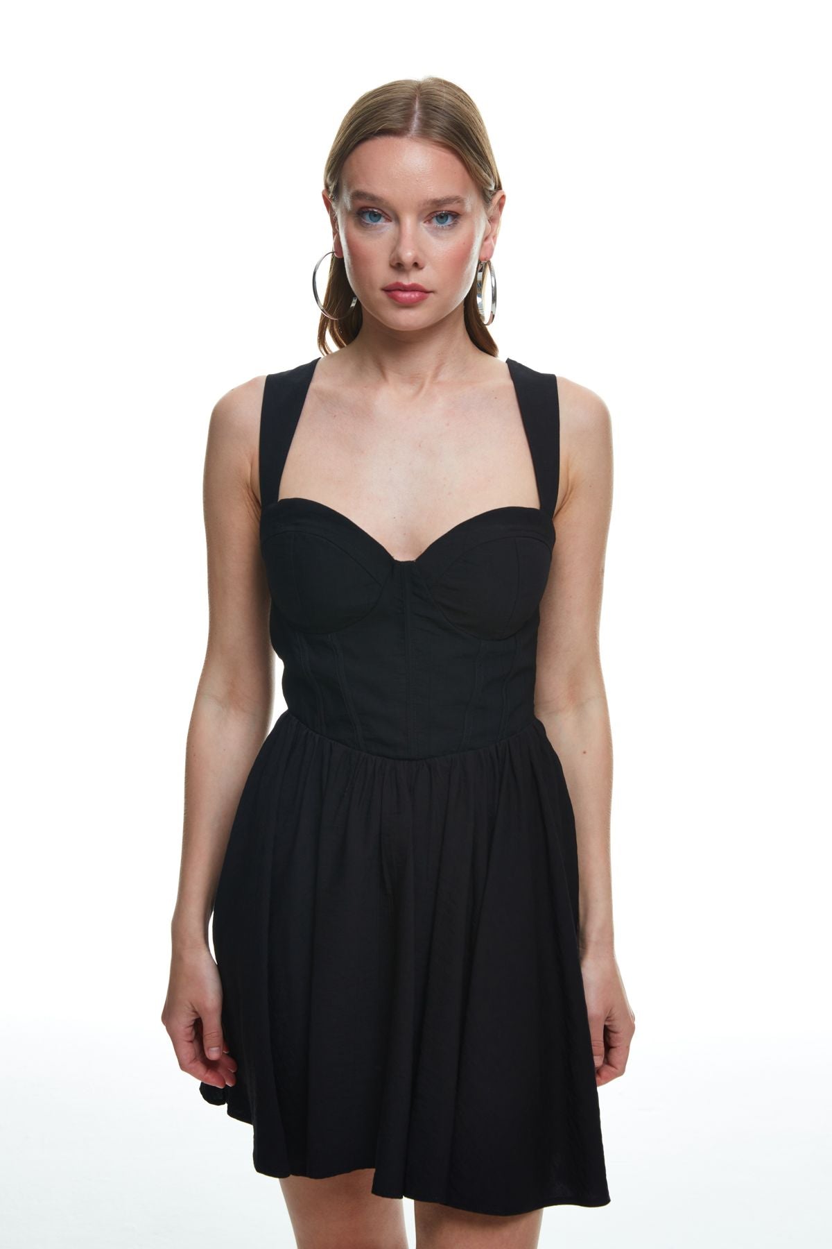 Bust Detailed Underwire Mini Dress Black
