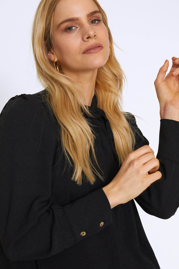 Tie Collar Shirt Black