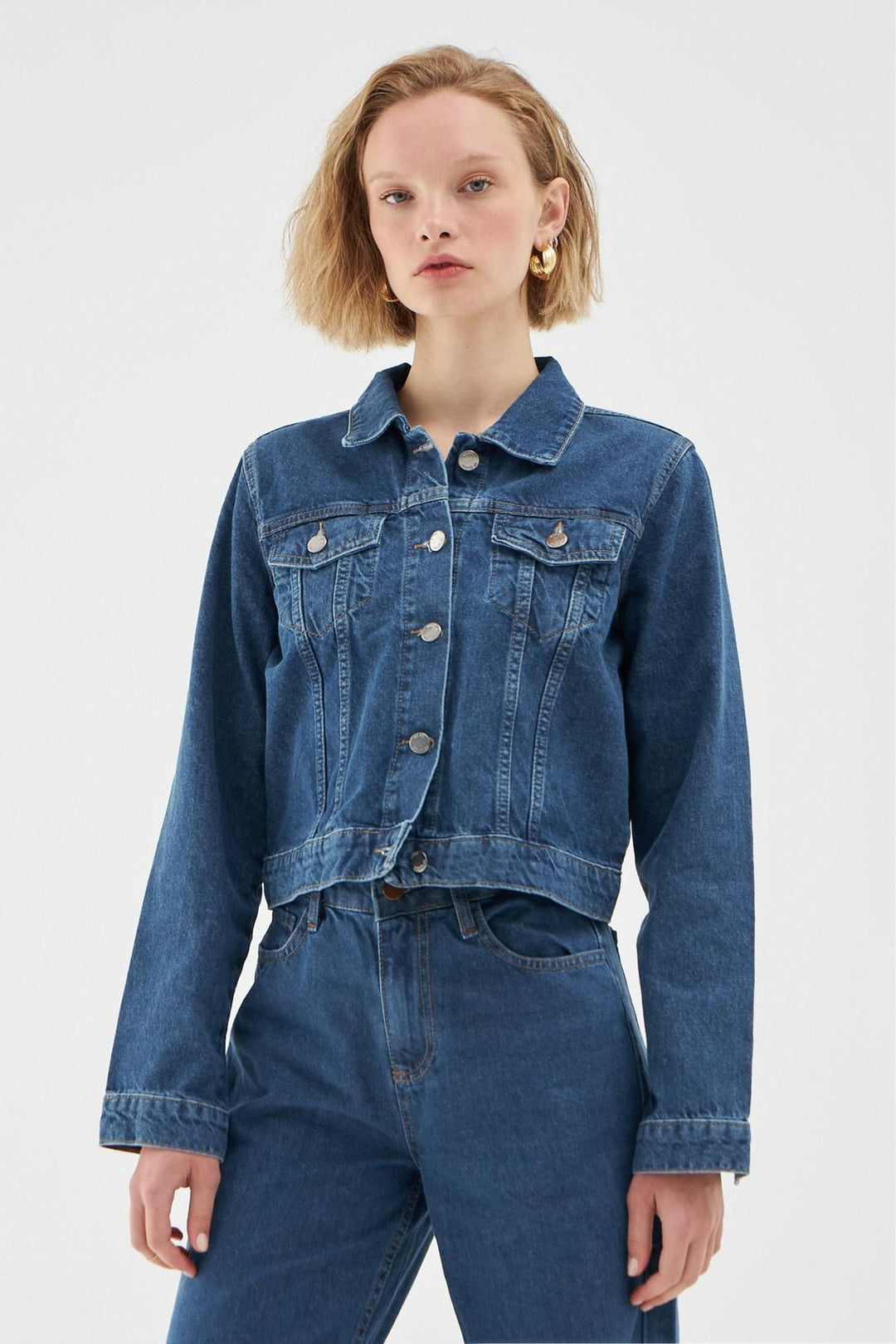 Crop Denim Jacket Blue