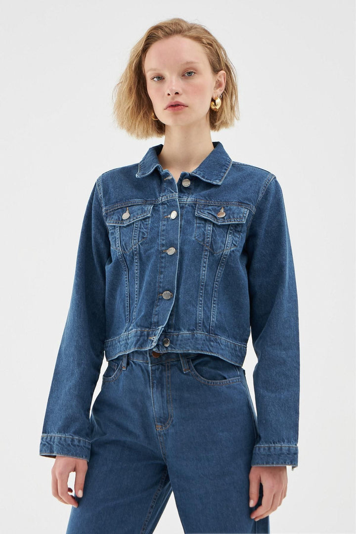 Crop Denim Jacket Blue