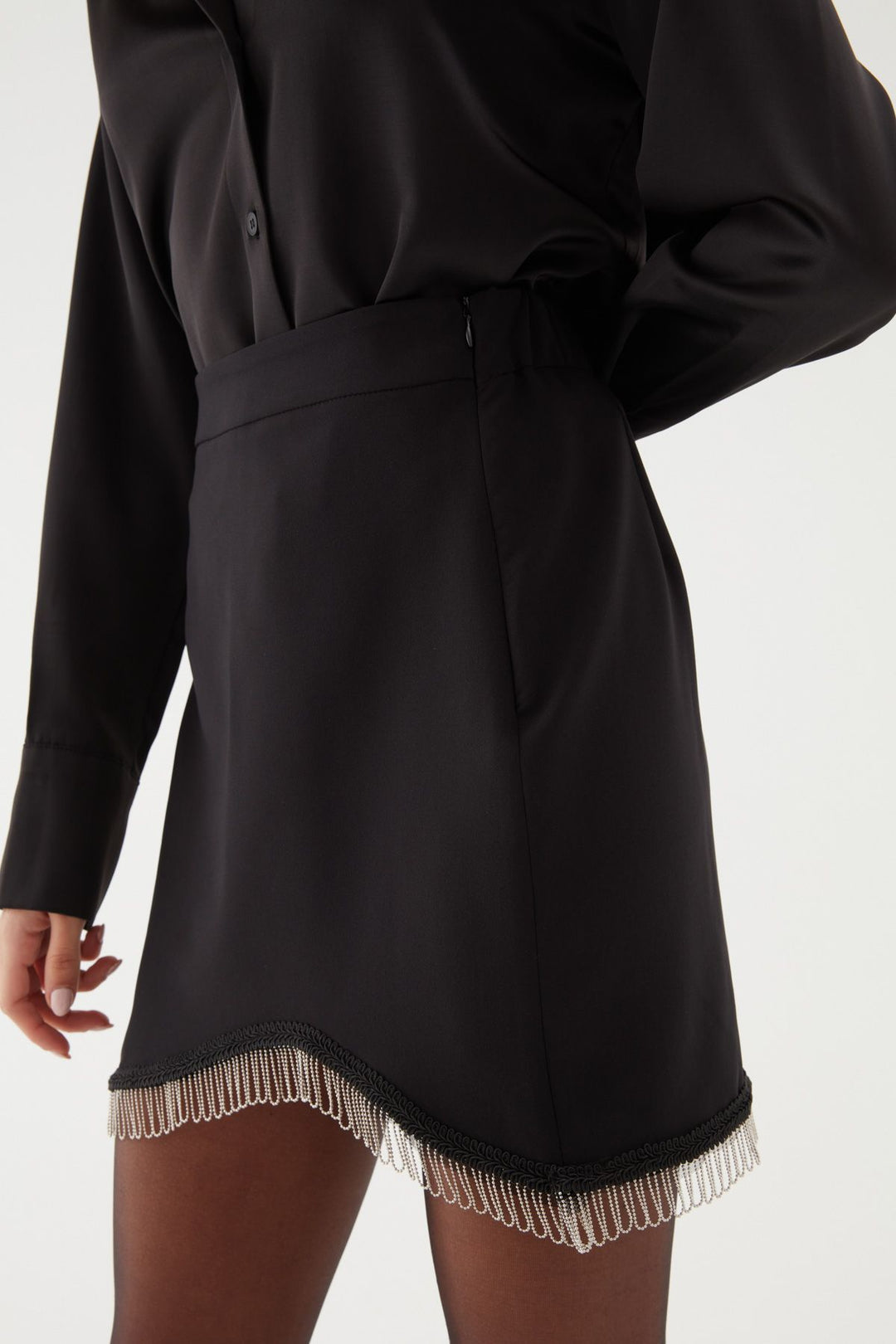 Accessory Asymmetrical Mini Skirt Black