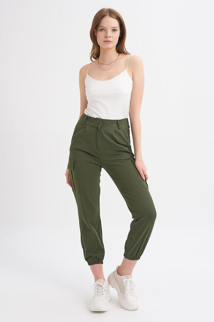 Kargo Cepli Zincir Detaylı Pantolon Haki