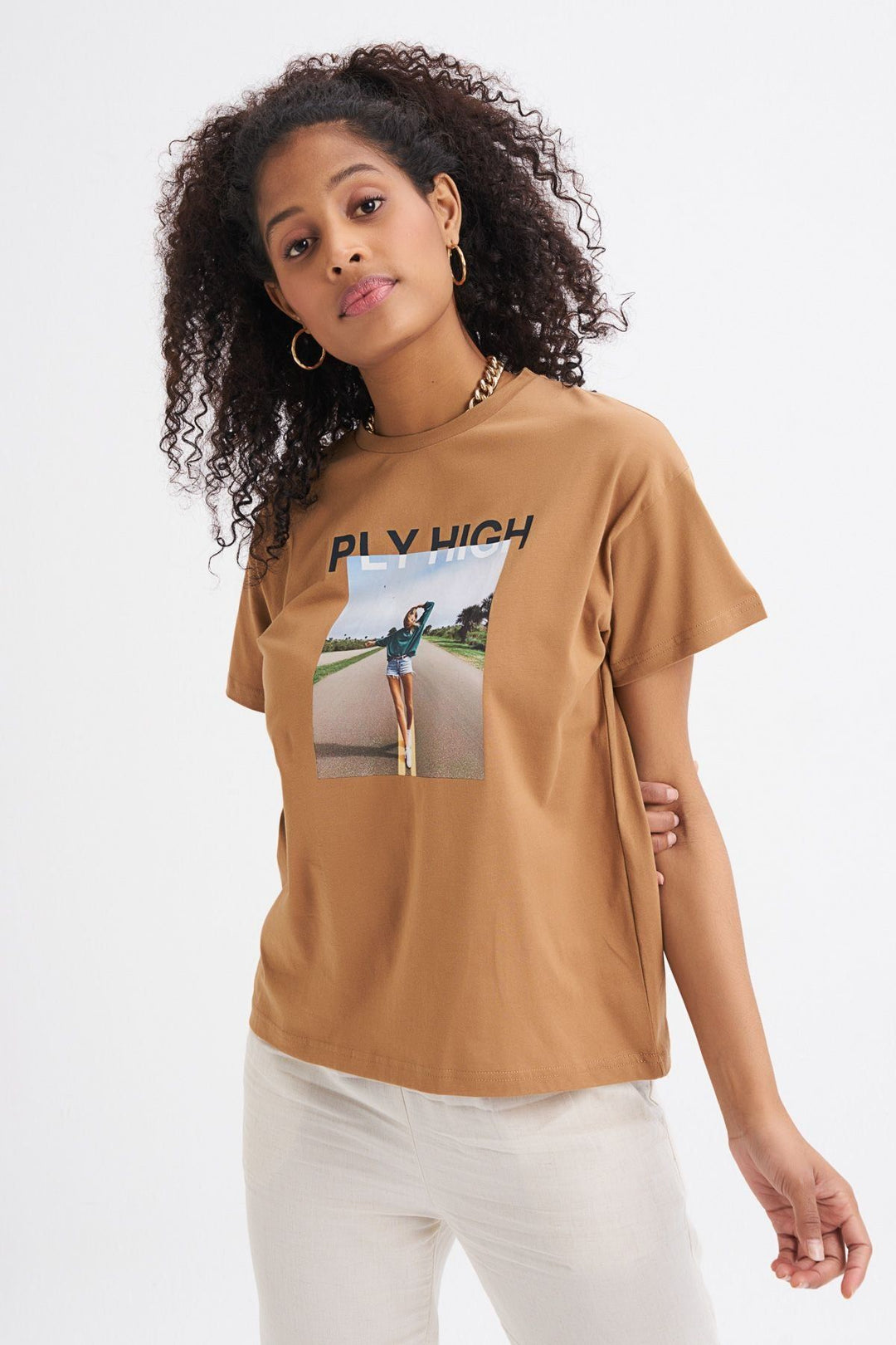 Printed T-Shirt Brown