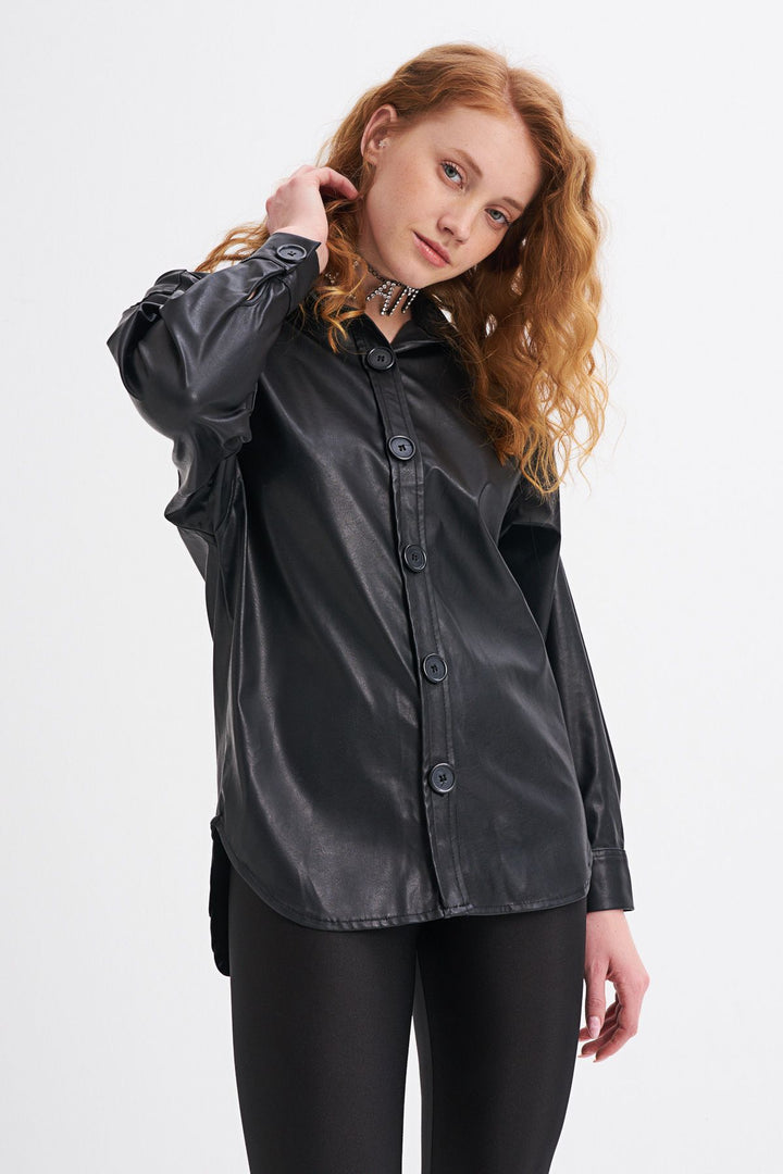 Deri Gömlek Siyah