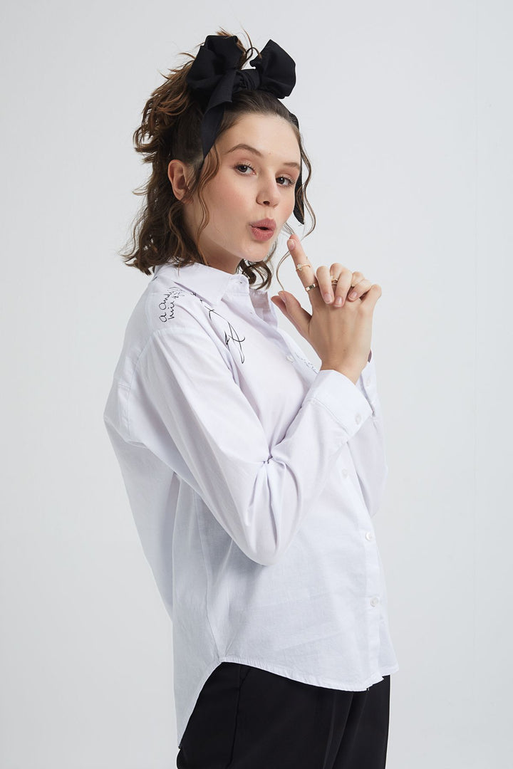 Printed Long Shirt White