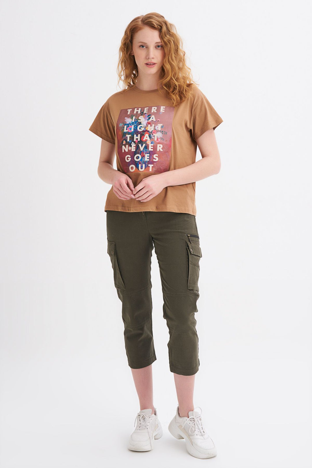 Baskılı Tişört Kahverengi