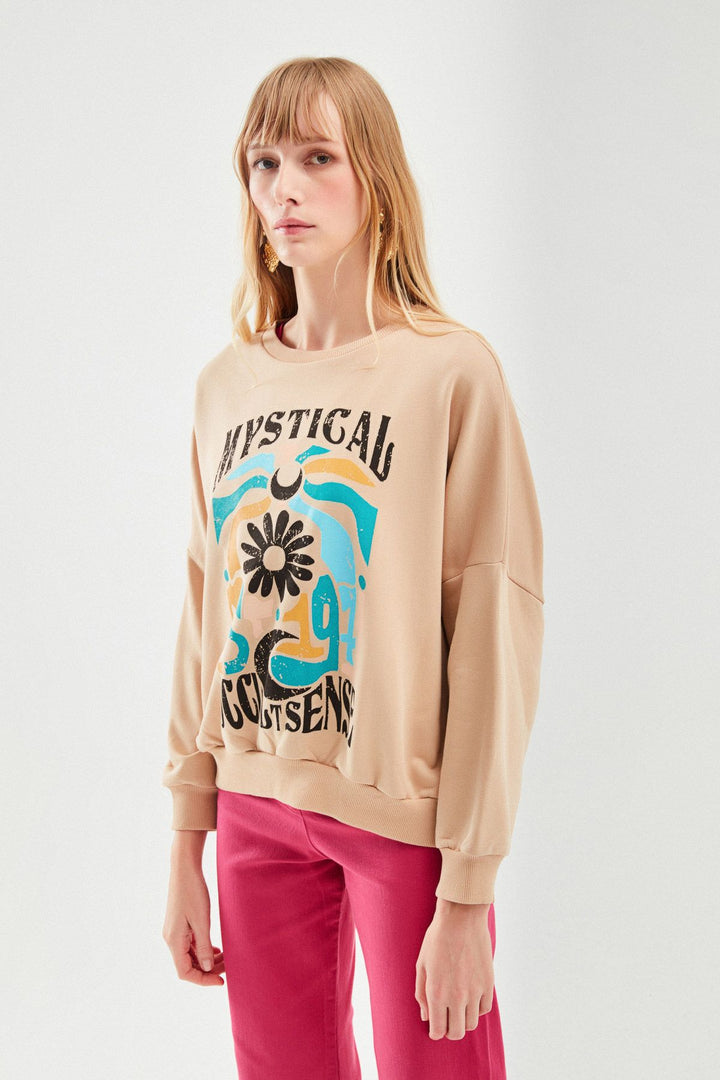 Printed Sweatshirt Beige