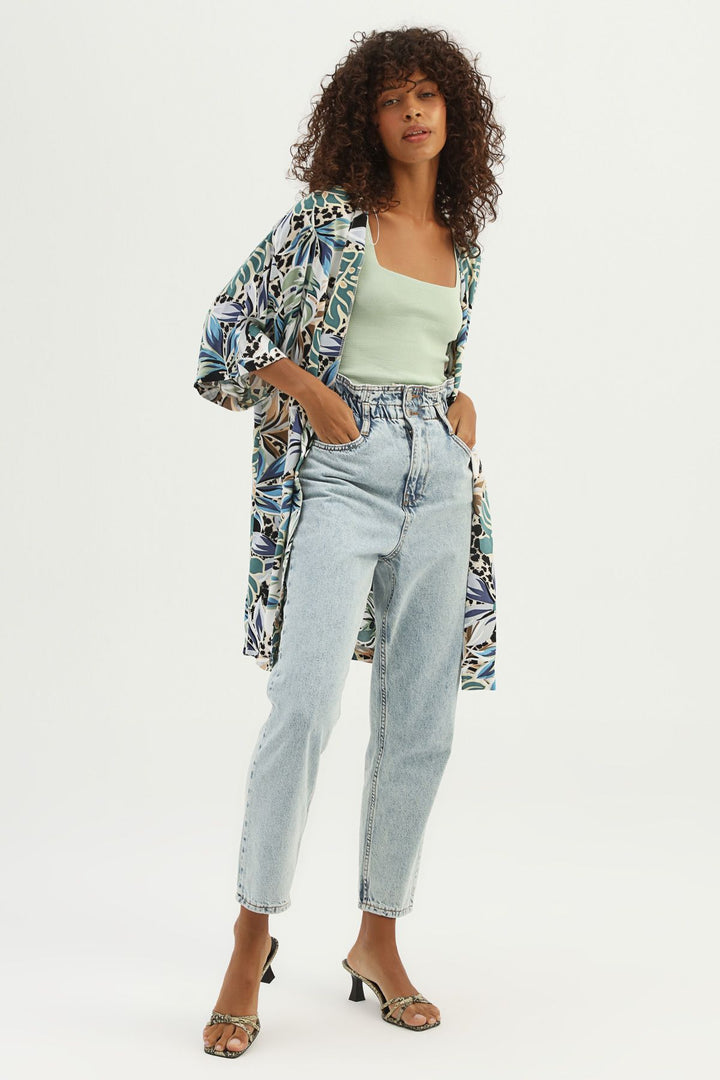 Patterned Kimono Khaki