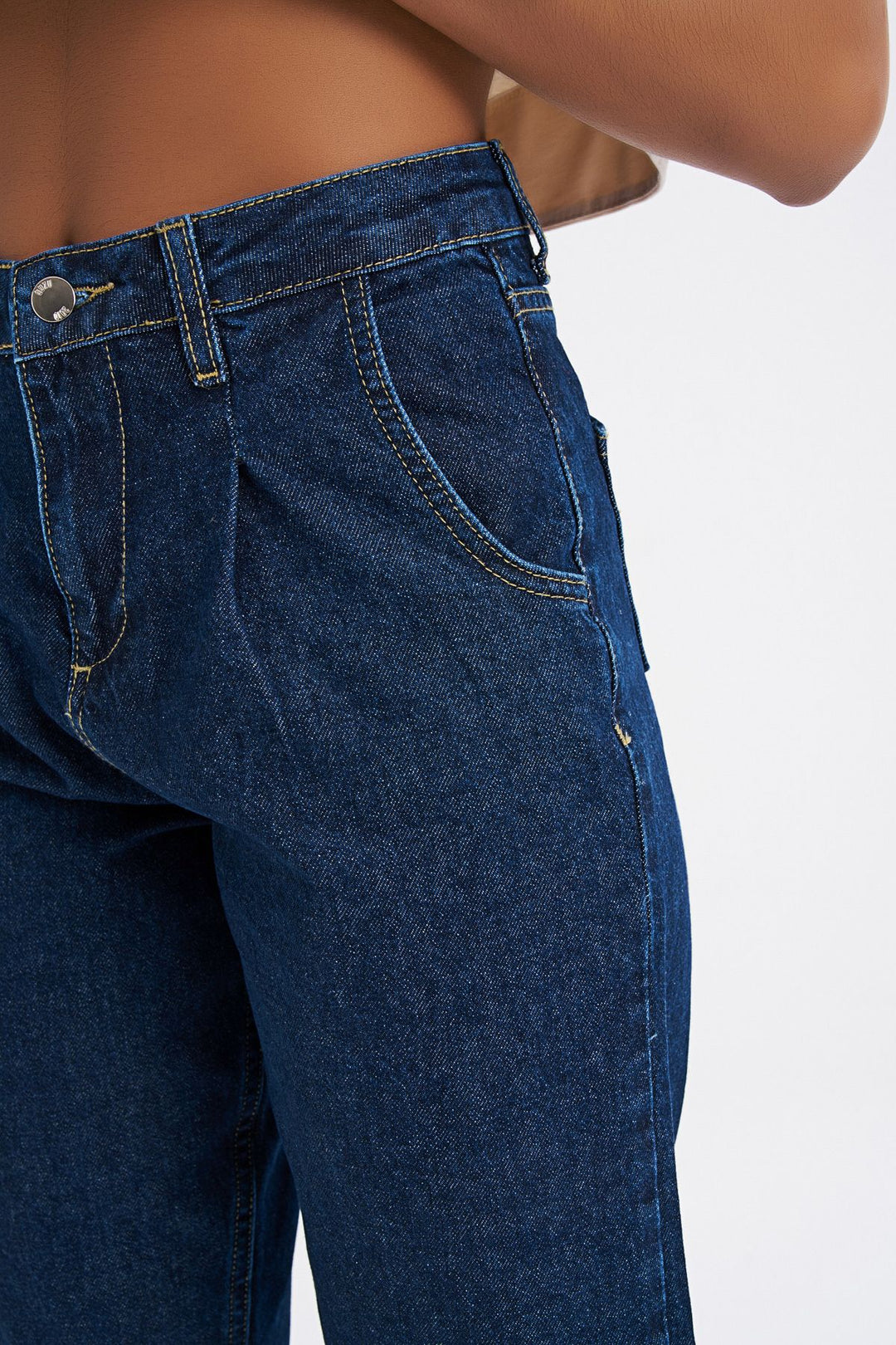 Paçası Lastikli Slouchy Pantolon Koyu Mavi