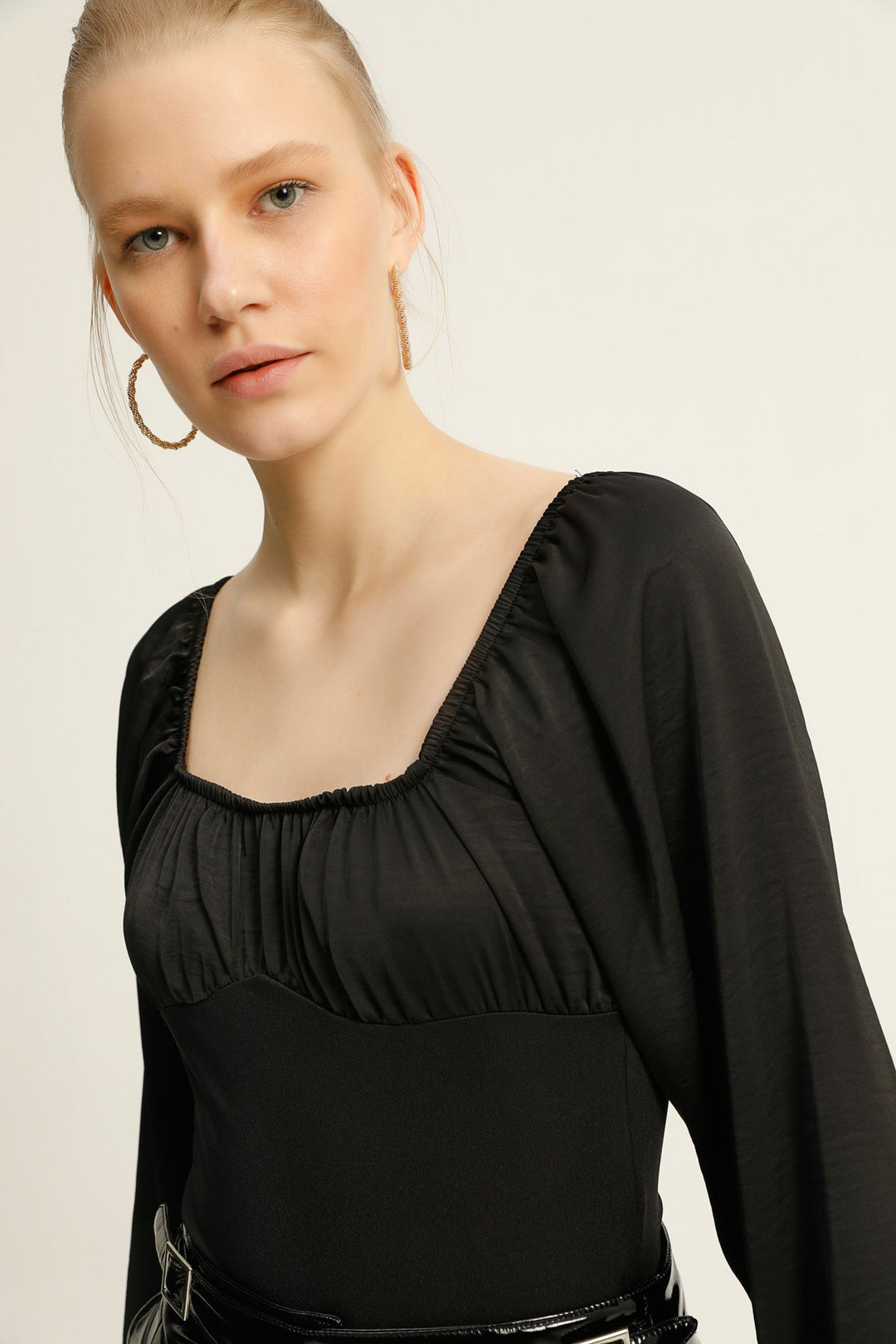 Square Neck Bodysuit Black