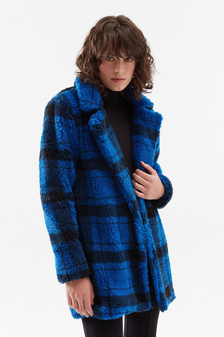 Plaid Plush Coat Sax