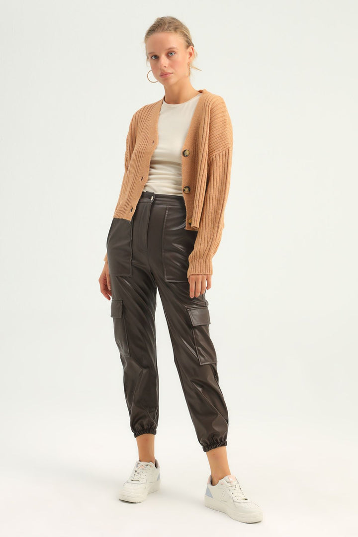 Düğmeli Hırka Camel