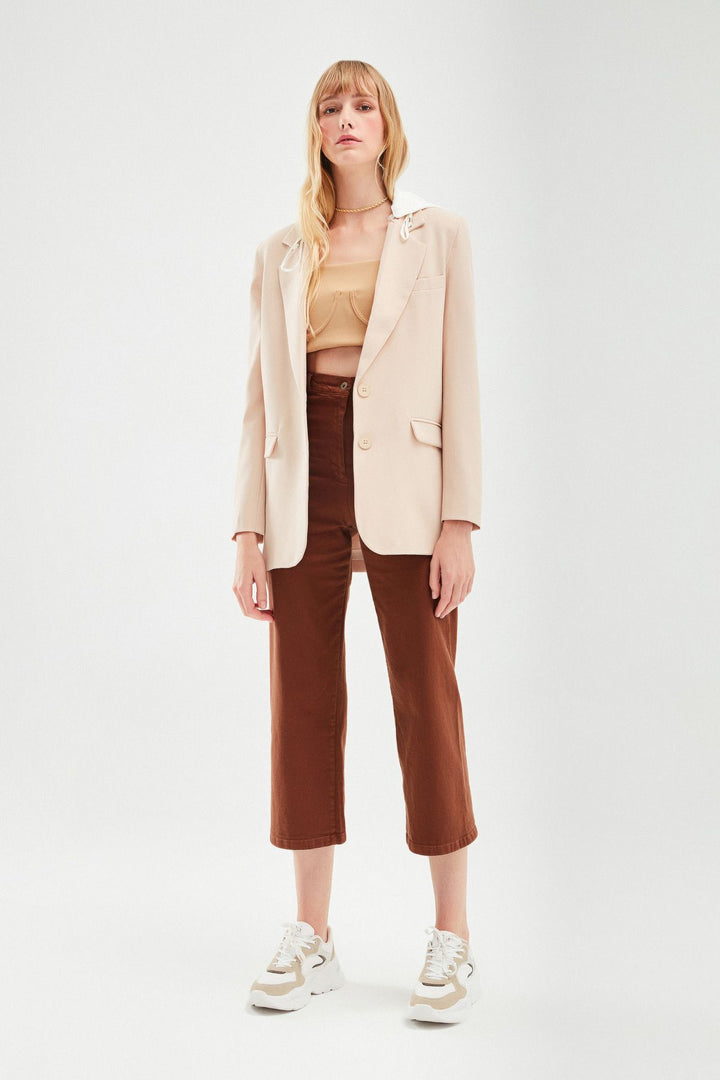 Hooded Blazer Jacket Stone