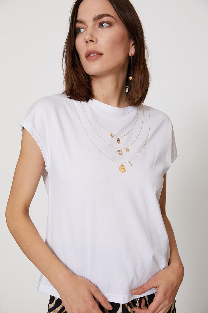 Necklace Accessory Detailed T-Shirt White