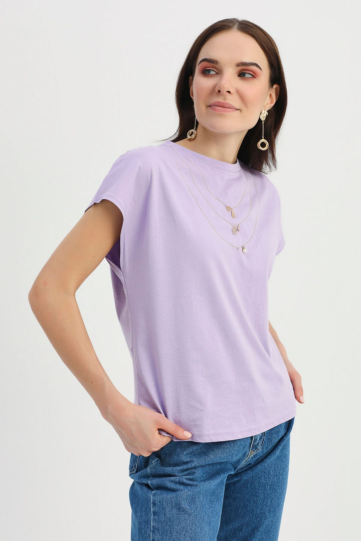 Necklace Accessory Detailed T-Shirt Lilac