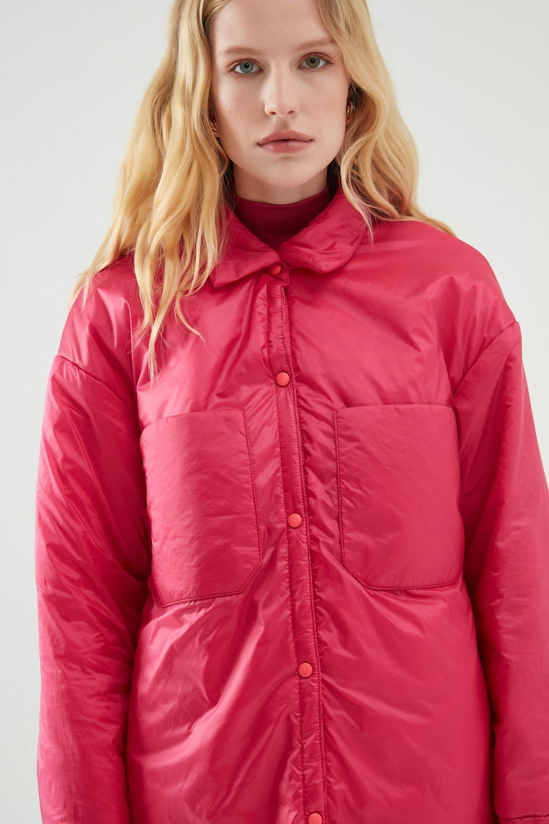 Oversize Uzun Ceket Fuşya