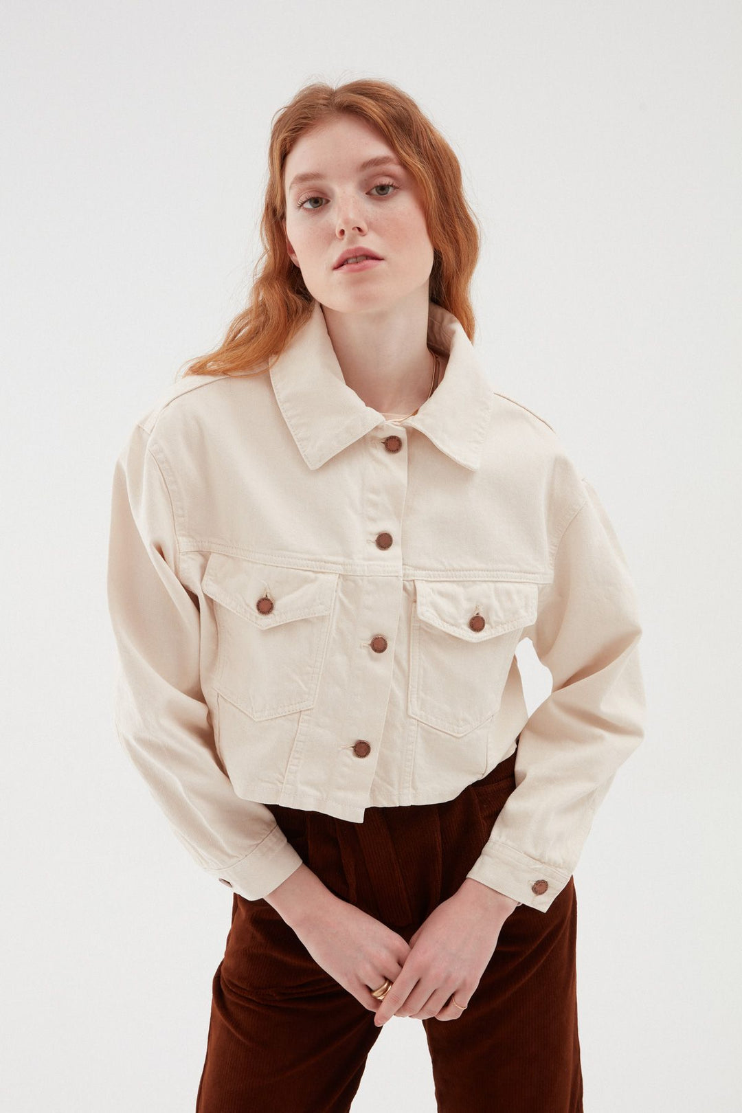 Crop Denim Jacket Bone