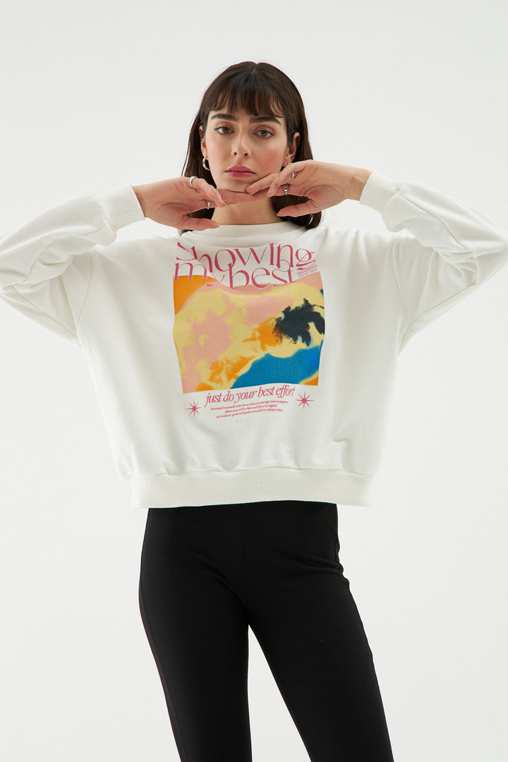 Printed Oversize Sweatshirt White