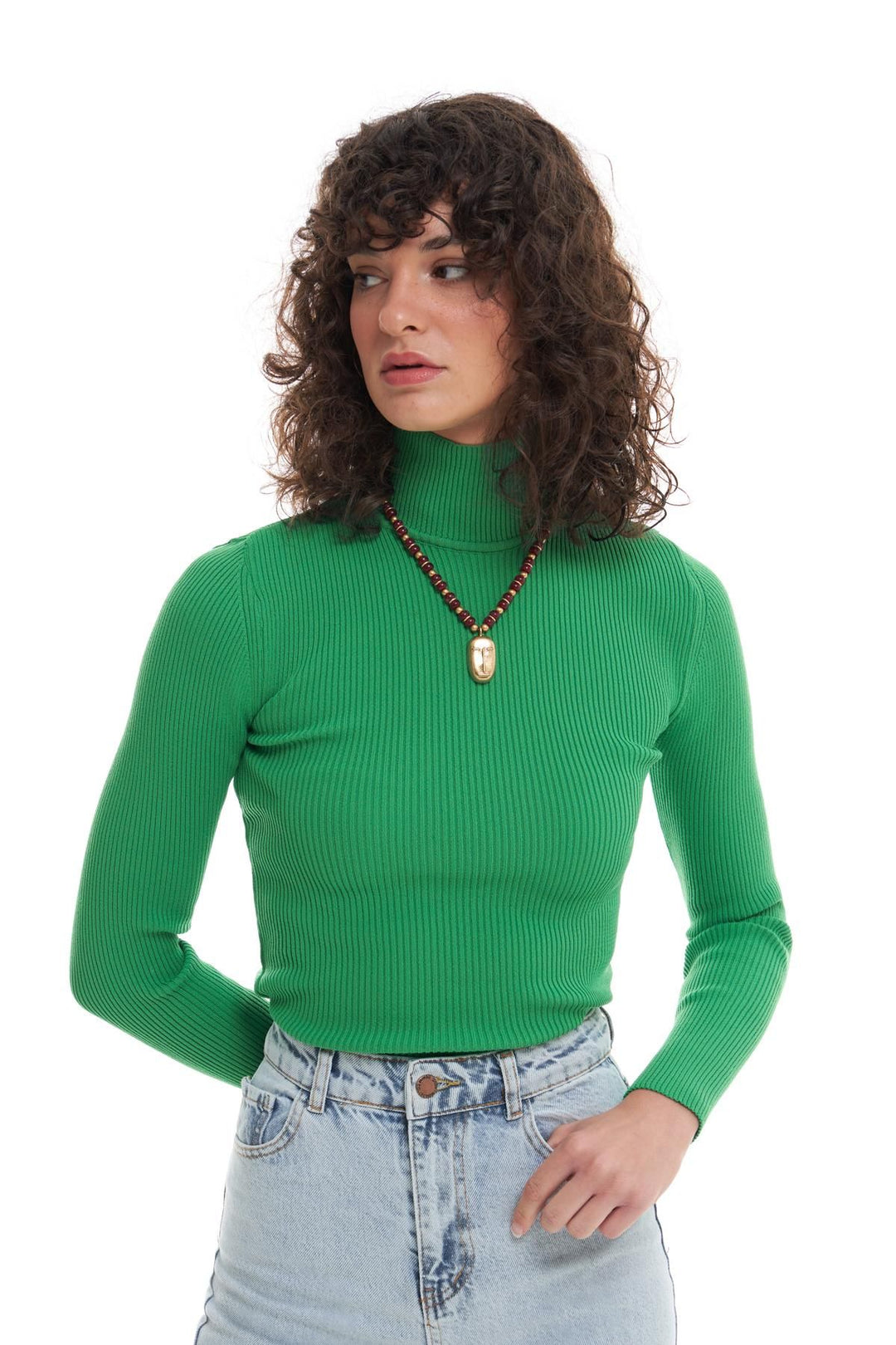 Ribbed Turtleneck Knitwear Green