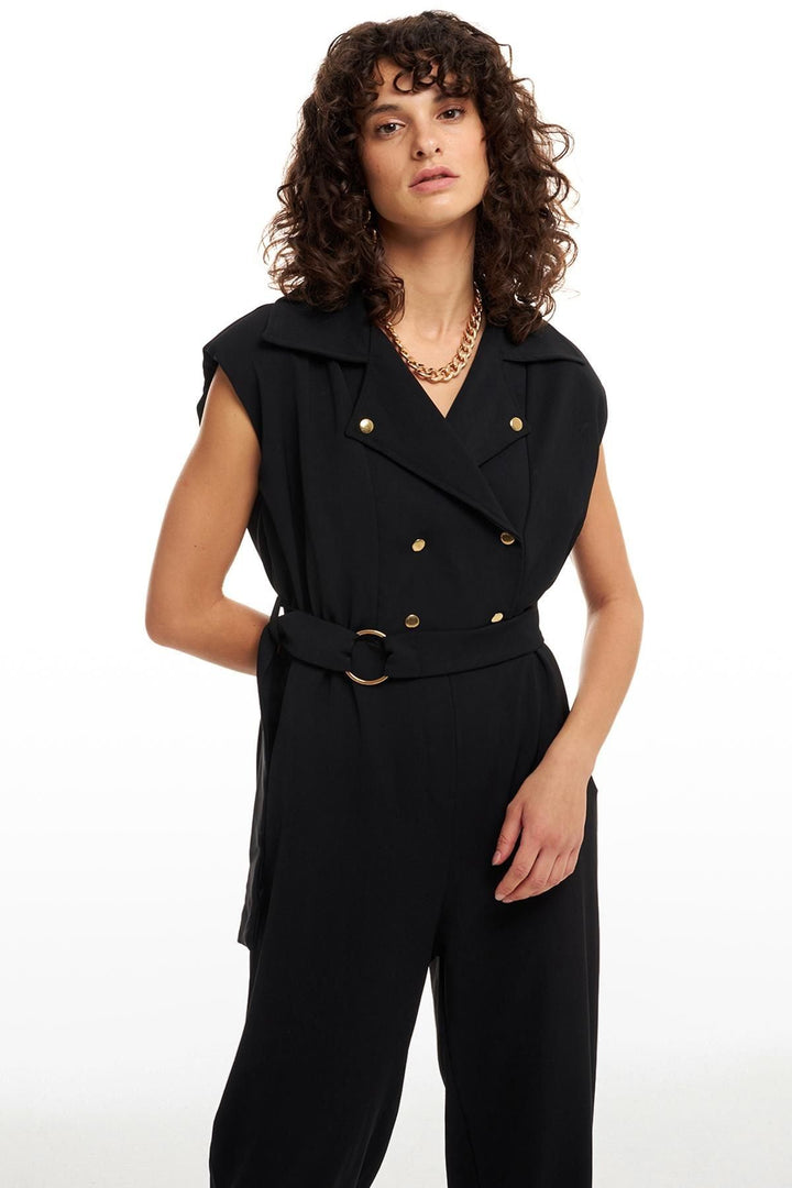 Waist Belted Jumpsuit Black