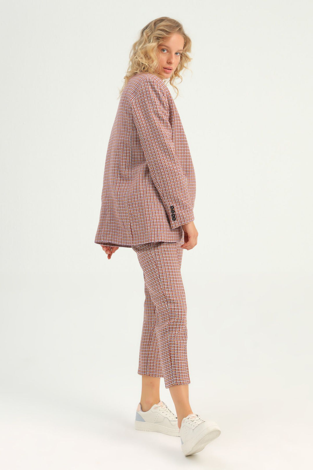 Striped Single Button Blazer Jacket Lilac