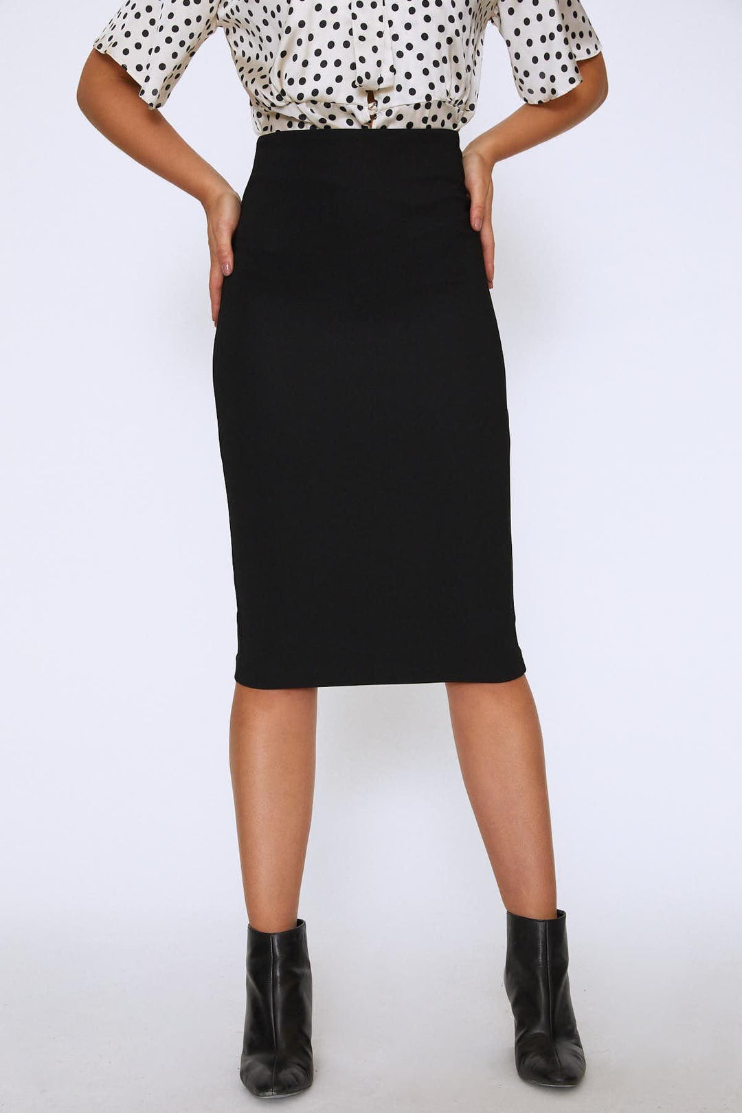 Midi Length Pencil Skirt Black