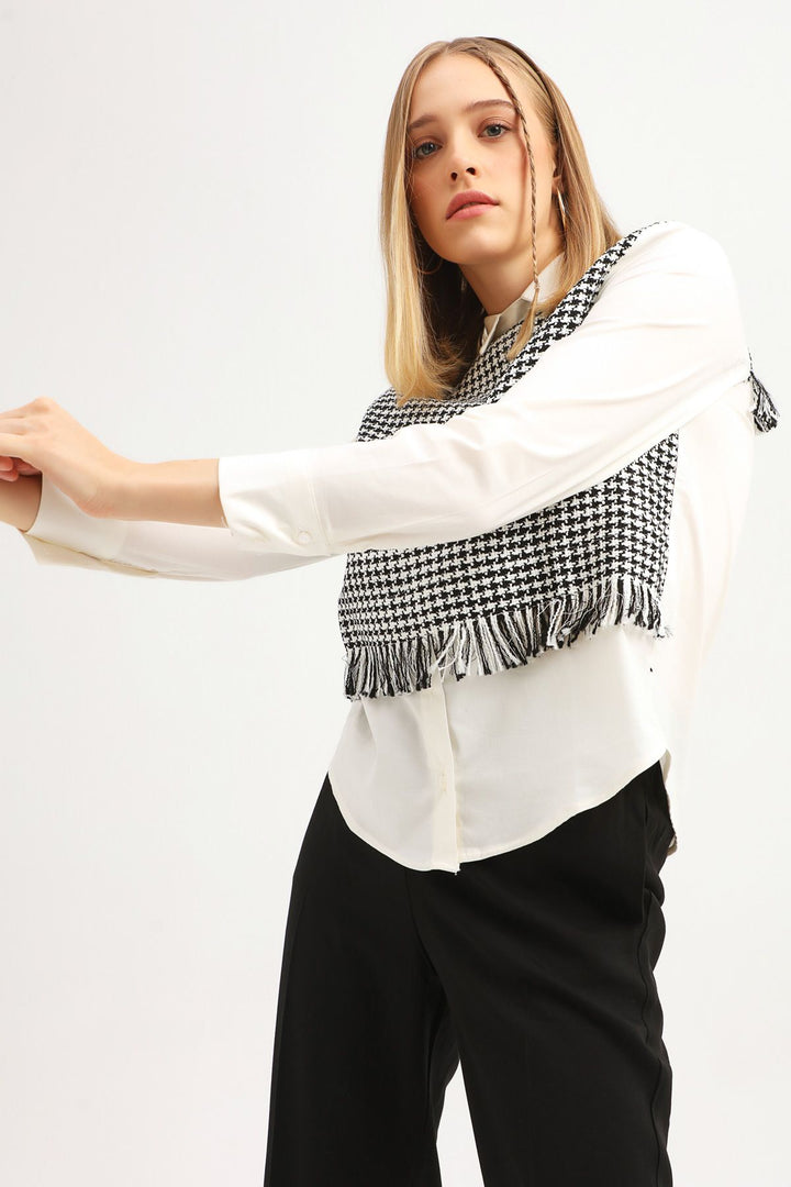 Garnish Striped Shirt White