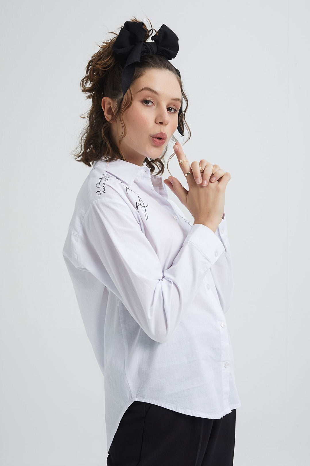 Printed Long Shirt White