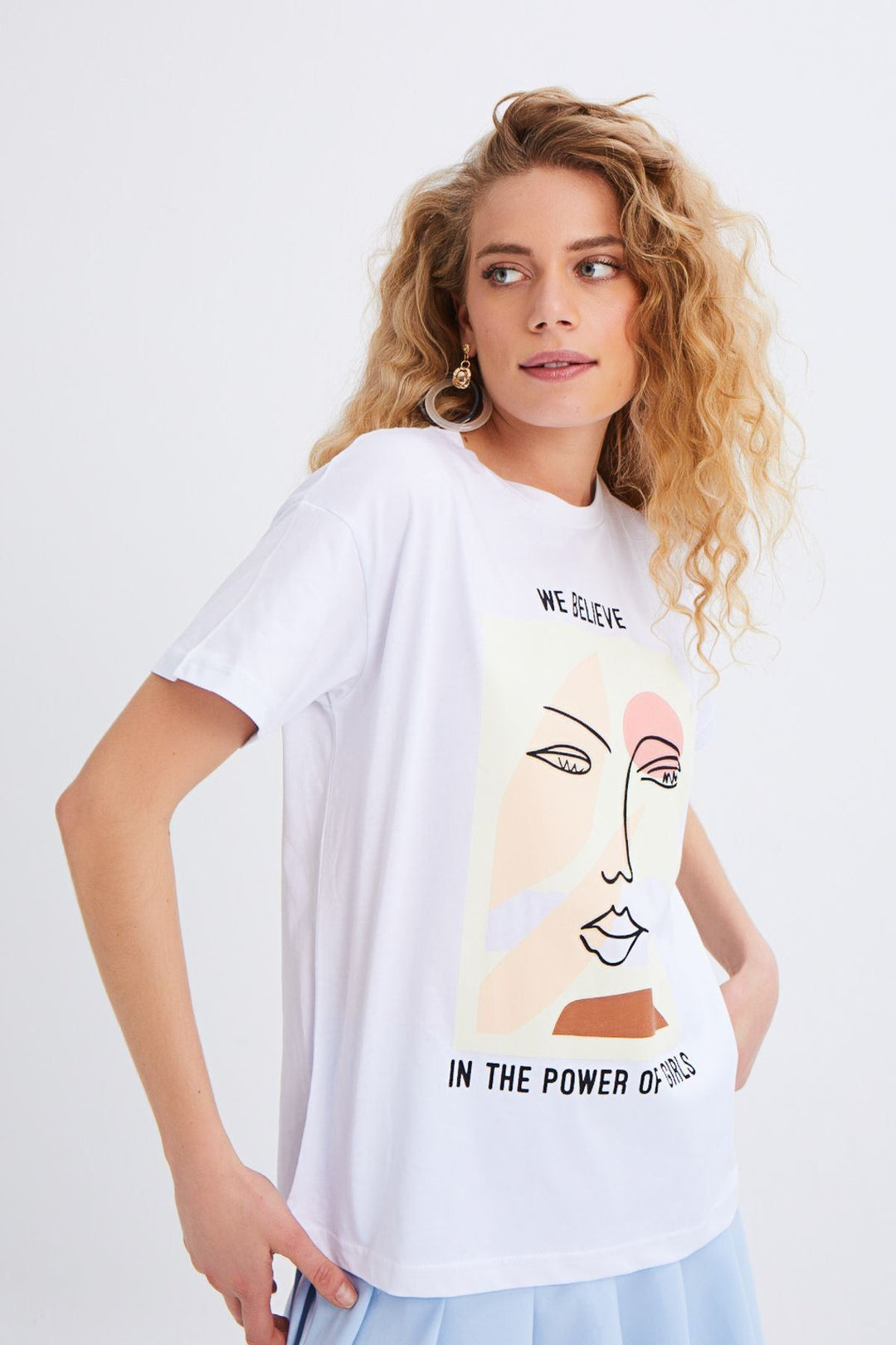 Baskılı Tişört Beyaz