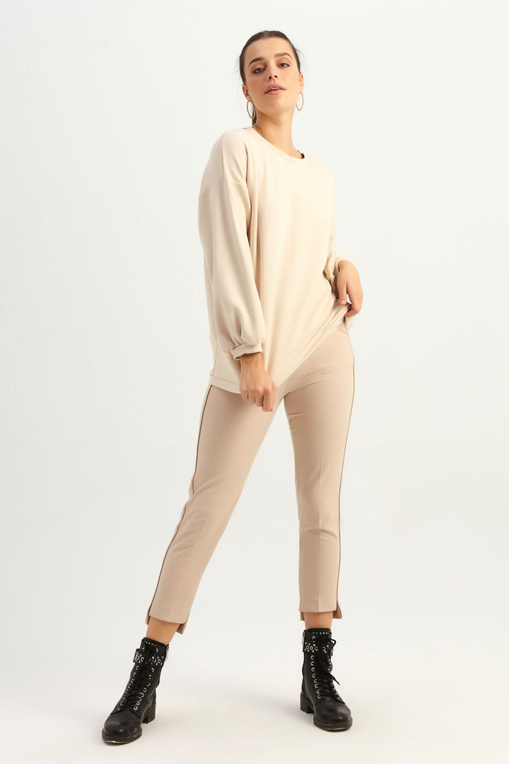 Oversize Long Sweatshirt Beige