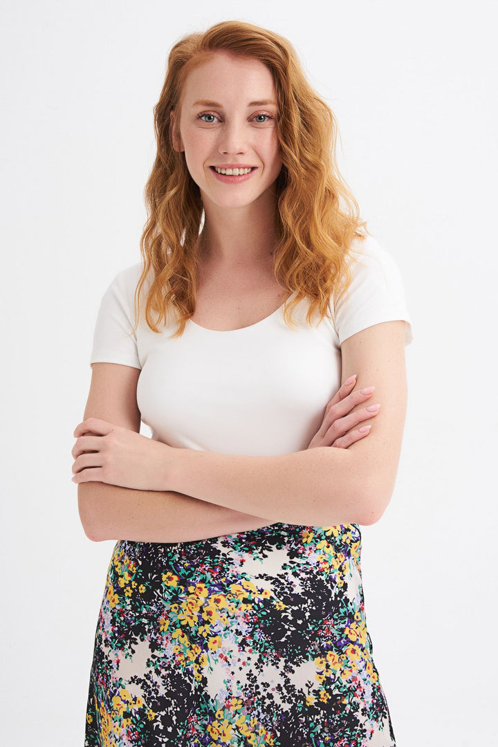 Short Sleeve Basic Blouse Ecru