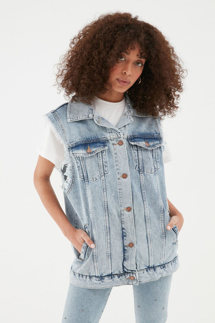 Kot Yelek Ceket Buz Mavi