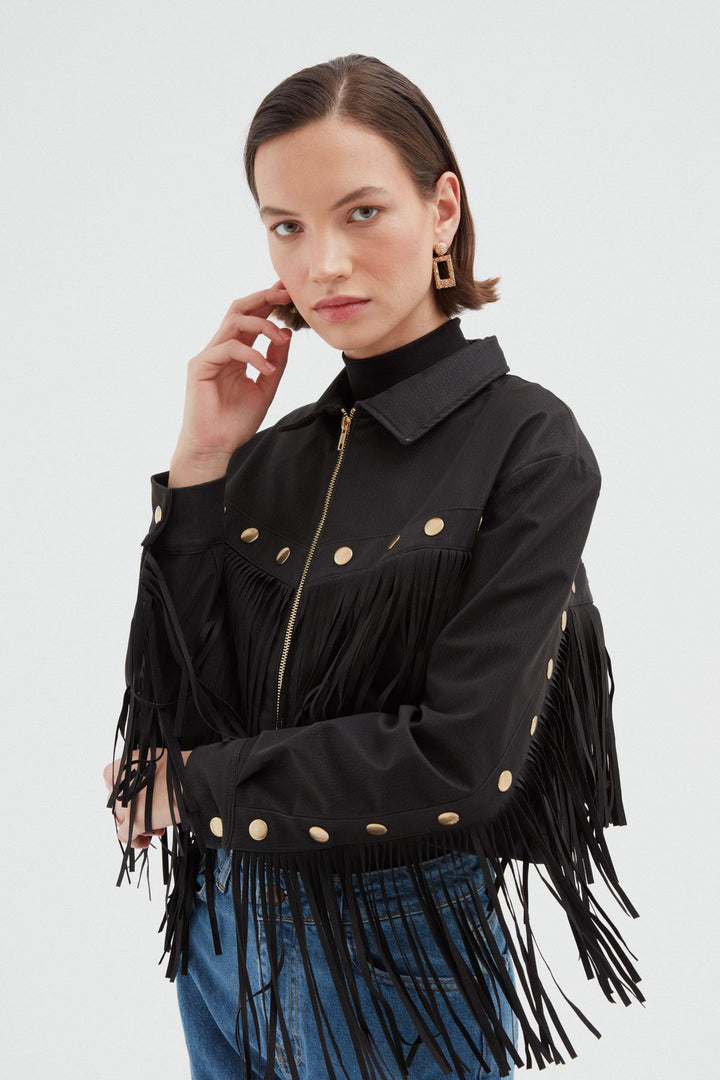 Tassel Detailed Jacket Black