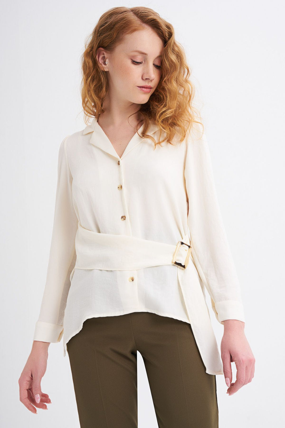 Bone Shirt with Belt Detail and Embroidery on the Back