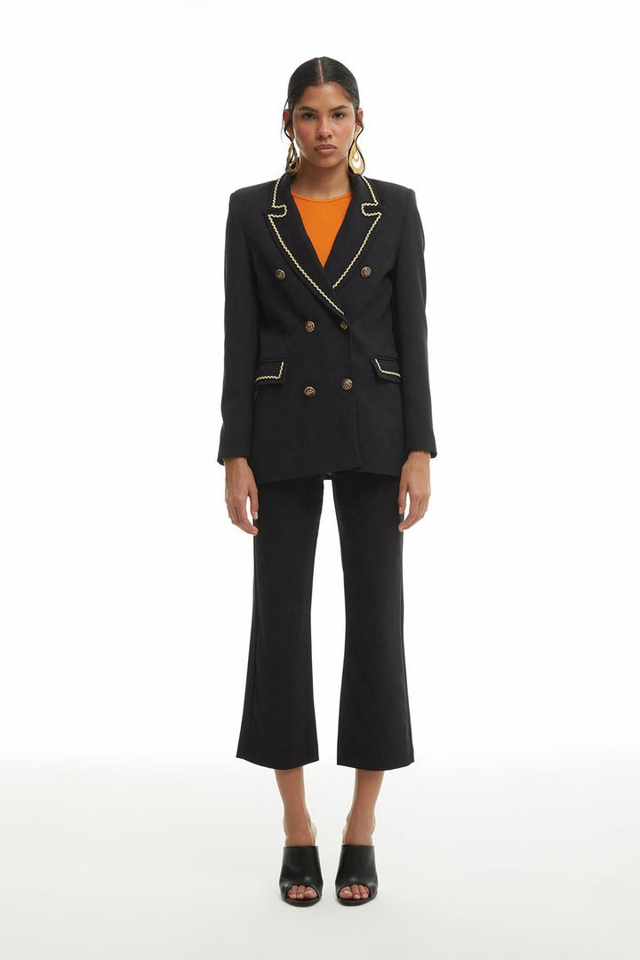 Gold Düğmeli Blazer Ceket Siyah