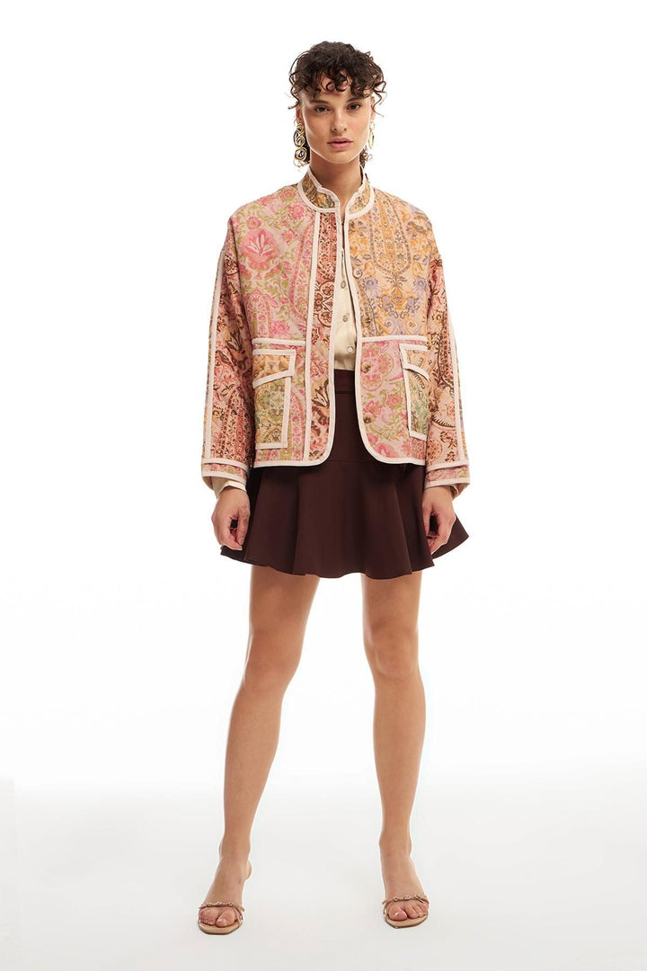 Patterned Quilted Jacket Powder